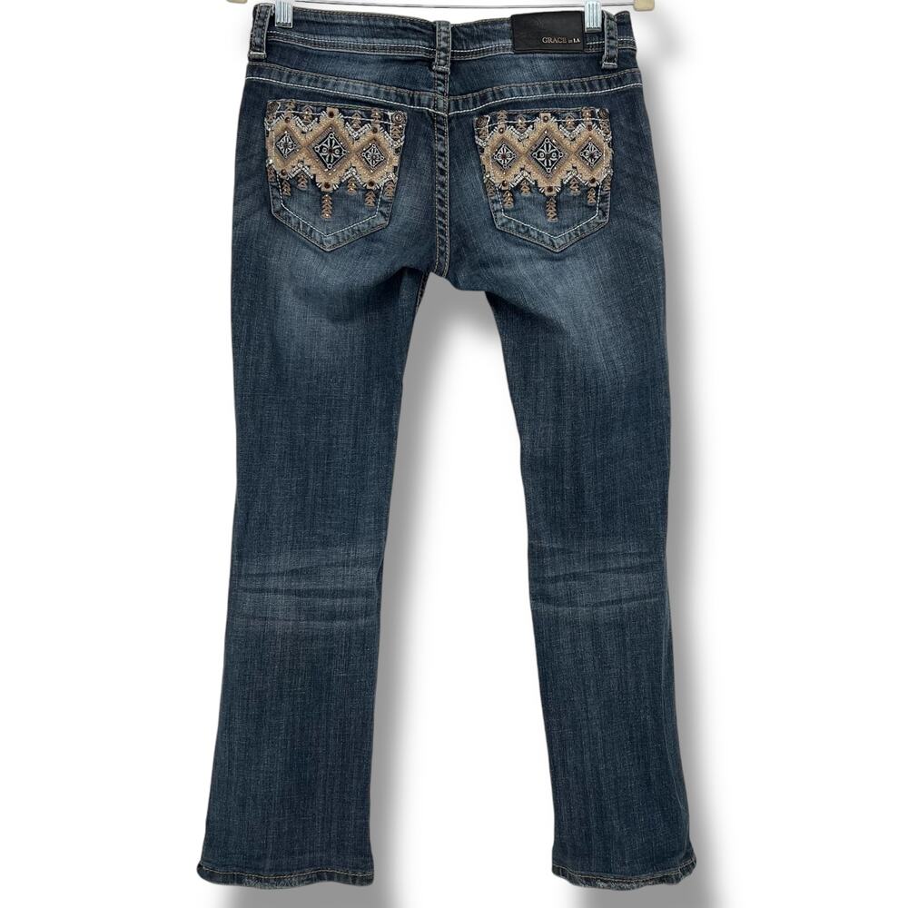 Grace In LA Women's Aztec Western Embroidered Bootcut Jeans  27 FairyGrunge Boho